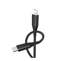 Kabelis Braided Type-C to Lightning Melna