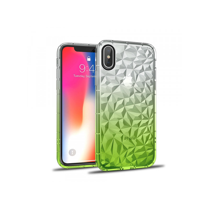 Nutitelefoni tagakaas Õun iPhone X/XS Teemant-ombre Roheline, Valge