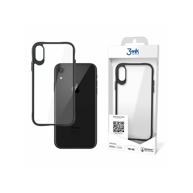 Viedtālruņa aizmugurējais vāciņš Apple iPhone XR Satin Armor Case + Melna, Caurspīdīga