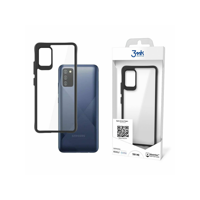 Nutitelefoni tagakaas Samsung Galaxy A02S Satiinsoomuskott + Must, Läbipaistev