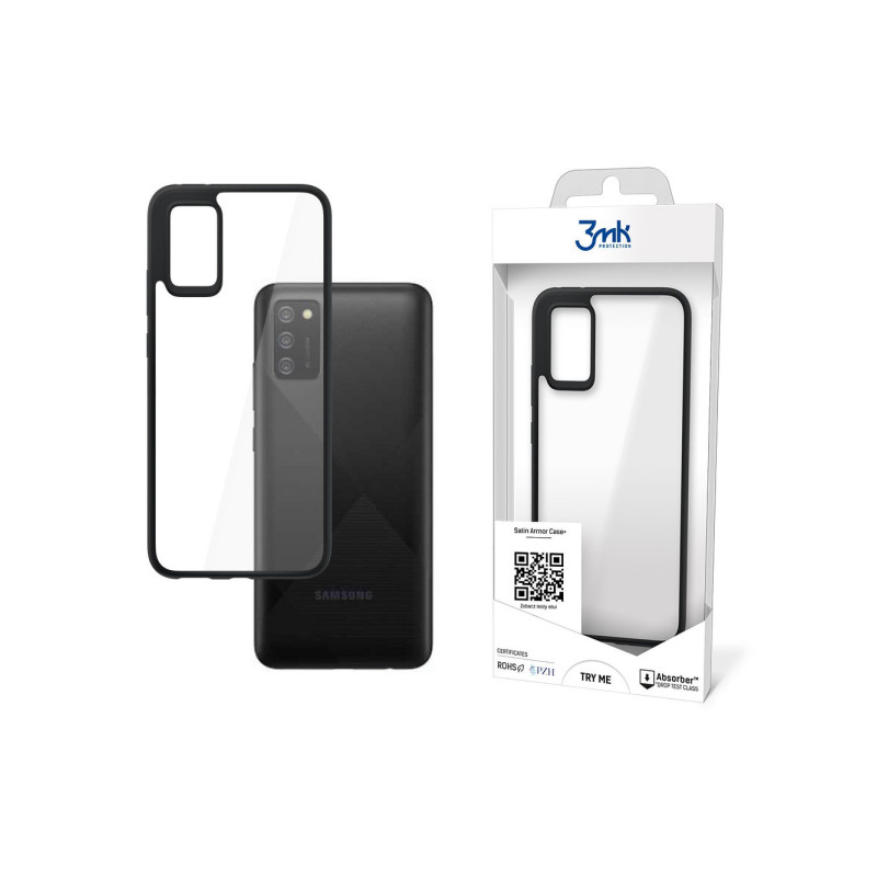 Nutitelefoni tagakaas Samsung Galaxy A03S Satiinsoomuskott + Must, Läbipaistev