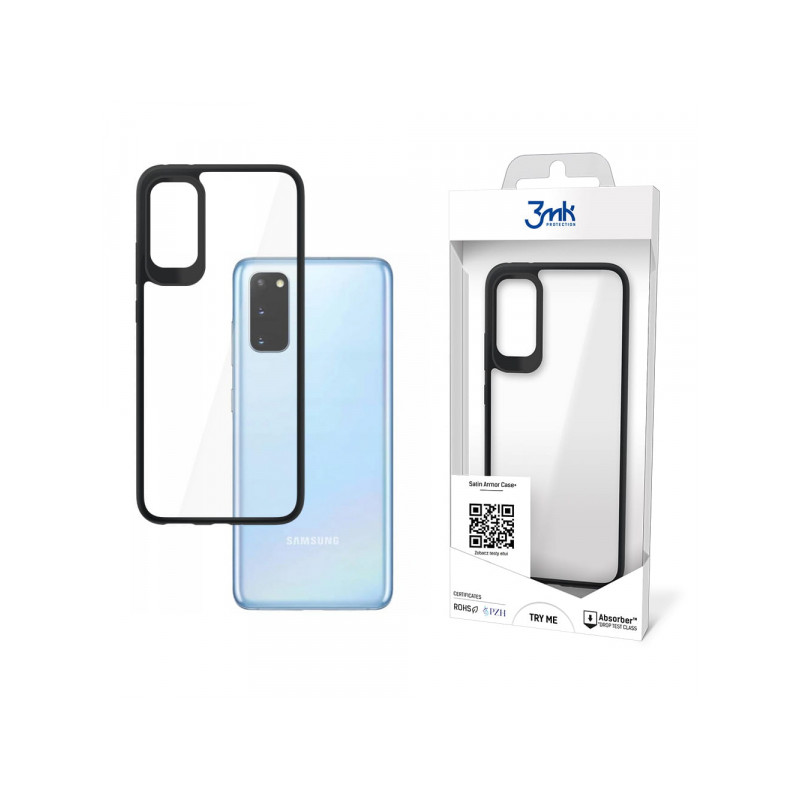 Viedtālruņa aizmugurējais vāciņš Samsung Galaxy S20 Satin Armor Case + Melna, Caurspīdīga