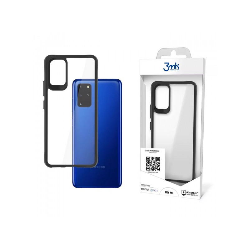 Viedtālruņa aizmugurējais vāciņš Samsung Galaxy S20 Plus Satin Armor Case + Melna, Caurspīdīga