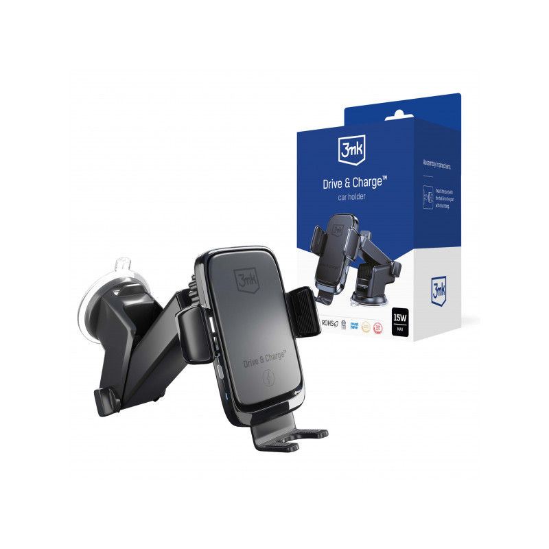 Nutitelefoni hoidik autole Sõida ja lae 15w Must