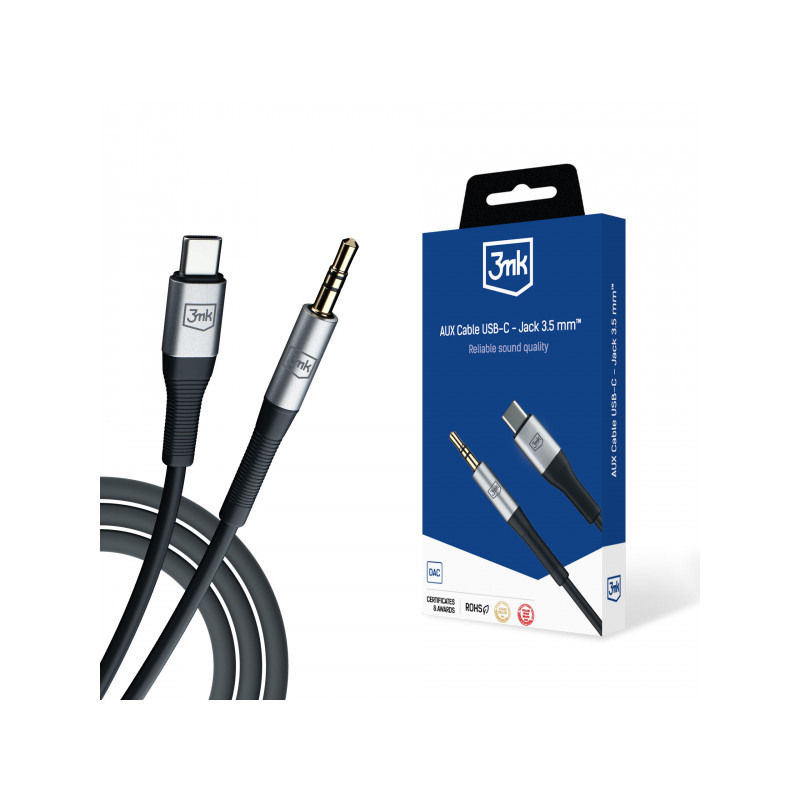 Helikaabel AUX-kaabel USB-C 3,5 mm pesaga Must