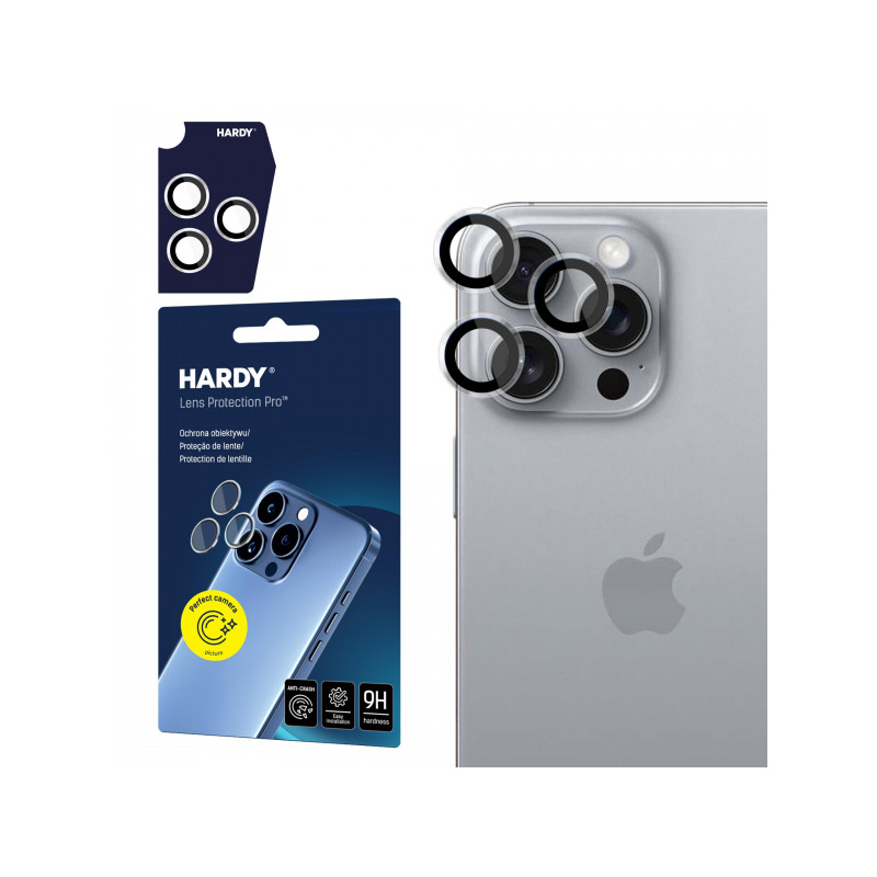 Viedtālruņa kameras aizsargstikls Apple iPhone 16 Pro Max Hardy Lens Black