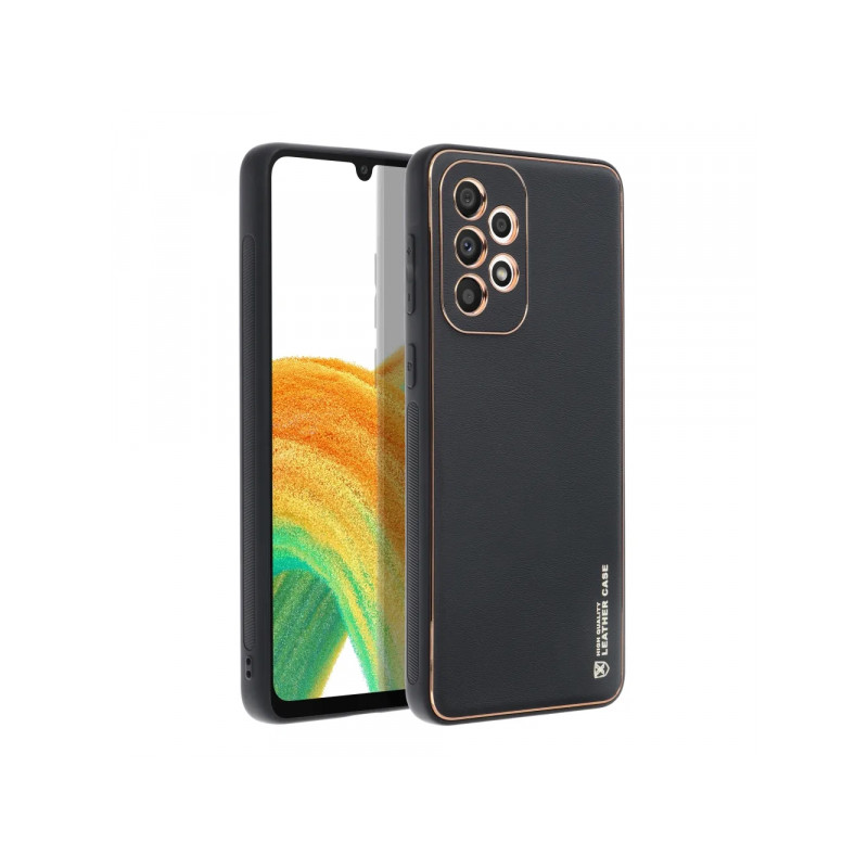 Viedtālruņa aizmugurējais vāciņš Samsung Galaxy A33 5G Leather Black