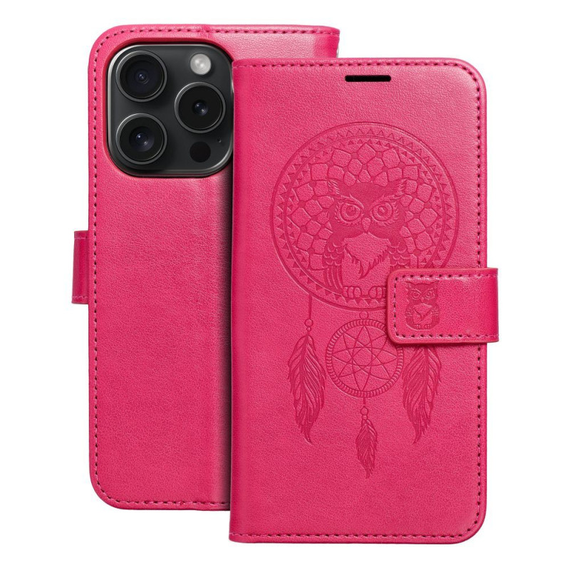 Viedtālruņa atveramais maciņš Apple iPhone 15 Pro Mezzo Book Dreamcatcher Magenta