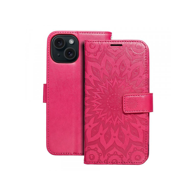 Viedtālruņa atveramais maciņš Apple Iphone 15 Plus Mezzo Book Mandala Magenta