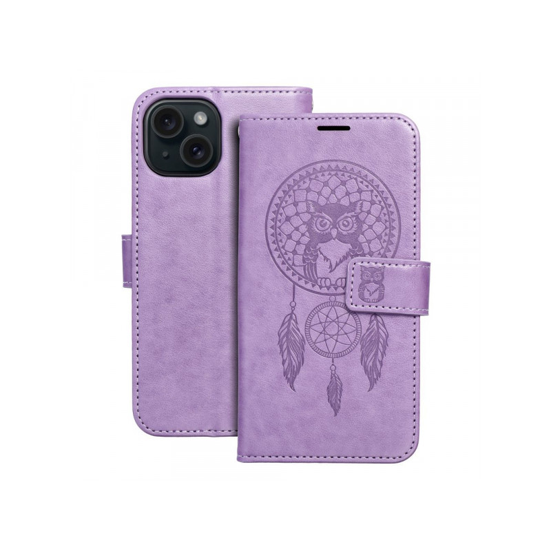 Viedtālruņa atveramais maciņš Apple iPhone 15 Pro Max Mezzo Book Dreamcatcher Purpura