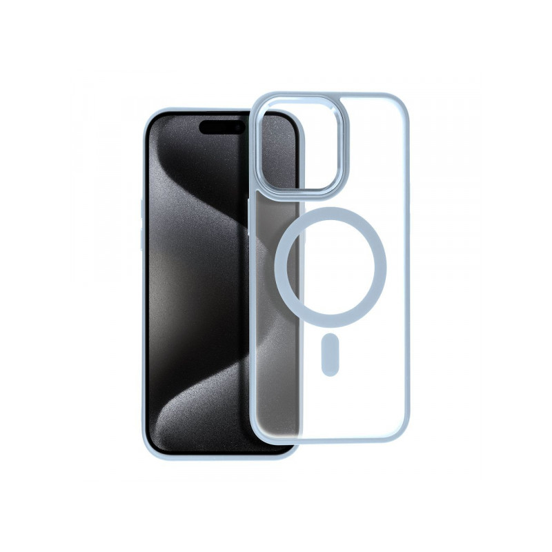 Viedtālruņa aizmugurējais vāciņš Apple iPhone 15 Pro Max Matte Mag Cover Zila, Caurspīdīga