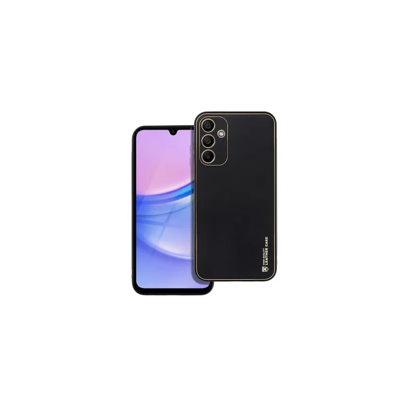 Viedtālruņa aizmugurējais vāciņš Samsung Galaxy A15 5G Leather Black
