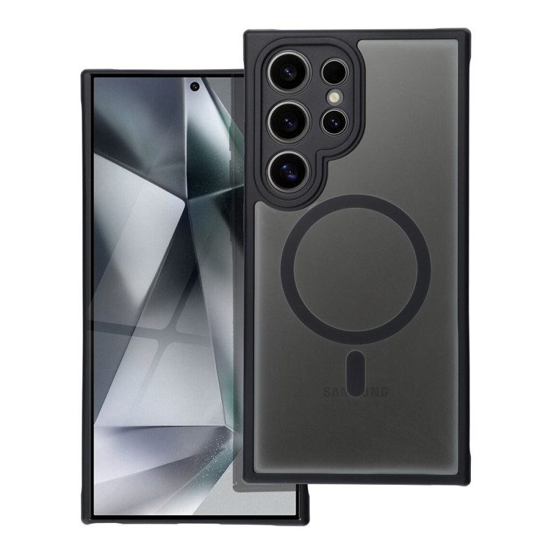 Viedtālruņa aizmugurējais vāciņš Samsung Galaxy S24 Ultra Full matte mag Melna, Caurspīdīga