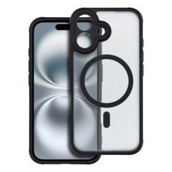 Viedtālruņa aizmugurējais vāciņš Apple Iphone 16 Full matte mag Black, Transparent