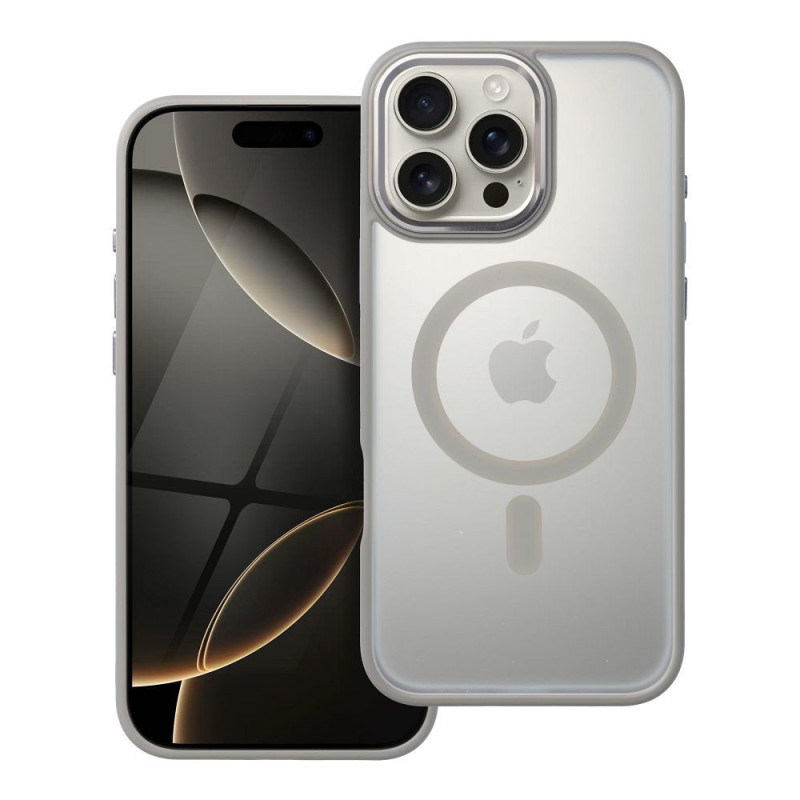 Viedtālruņa aizmugurējais vāciņš Apple iPhone 16 Pro Max Matte Mag Cover Pelēka