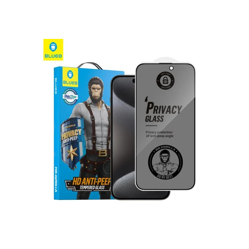 Viedtālruņa aizsargstikls Apple iPhone 16 Pro Mr. Monkey Glass Strong Privacy