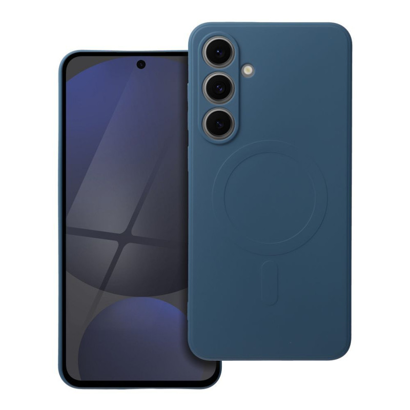 Viedtālruņa aizmugurējais vāciņš Samsung Galaxy S24 FE Silicon Mag case Zila