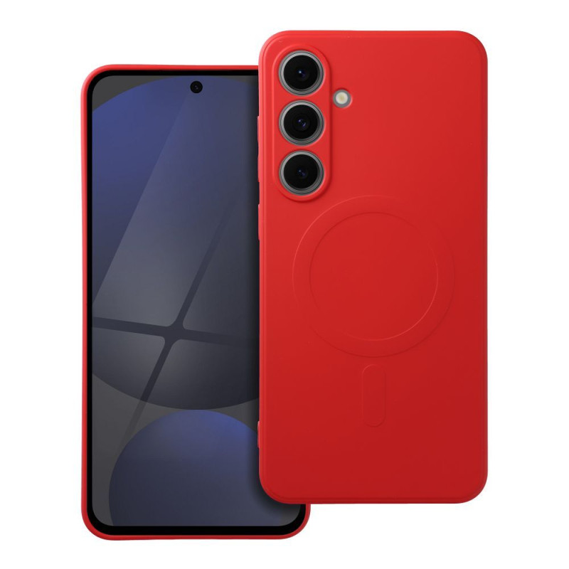 Viedtālruņa aizmugurējais vāciņš Samsung Galaxy S24 FE Silicon Mag case Sarkana