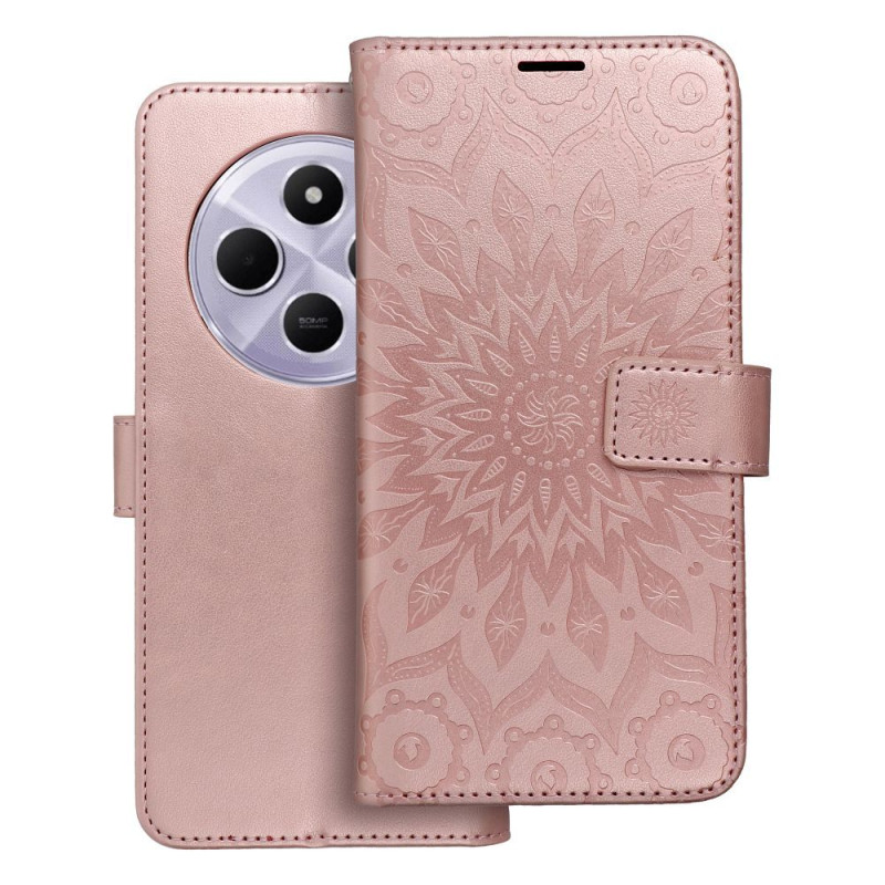 Viedtālruņa atveramais maciņš Xiaomi Redmi 14C Mezzo Book Mandala Zelta, Rozā