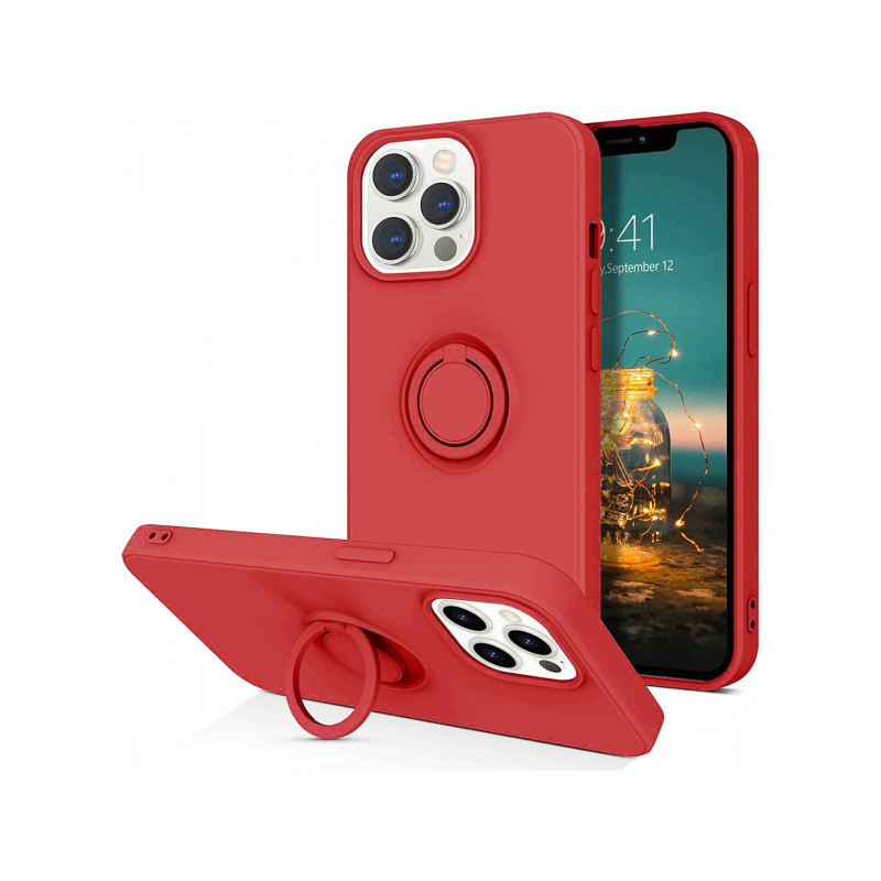 Nutitelefoni tagakaas Õun iPhone 12 Pro Max Silikoonrõngas Punane