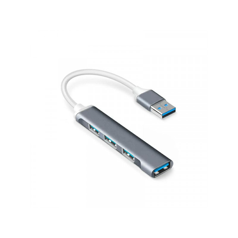 Kabeļa pārveidotājs Adapter HUB 3xUSB-A 2.0 & 1xUSB-A 3.0 to USB-A Sudraba