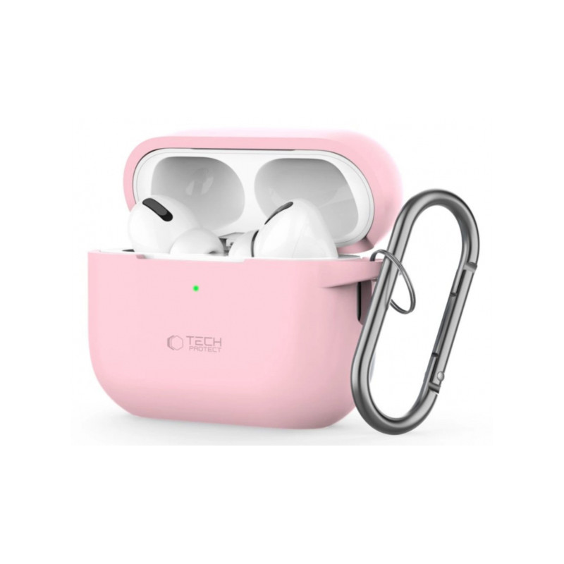 Bezvadu austiņu apvalks Apple Silicone Case with Hook Rozā