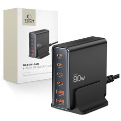 Strāvas adapteris Charging Station 6 Port 80W Black