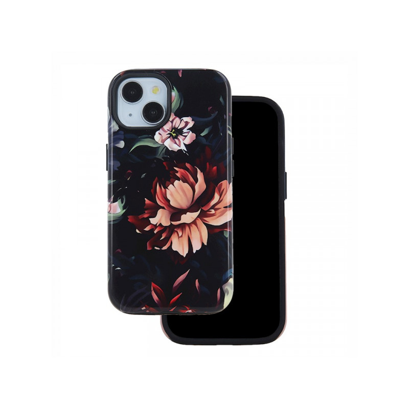 Viedtālruņa aizmugurējais vāciņš Apple iPhone 14 Peony Black, With Design