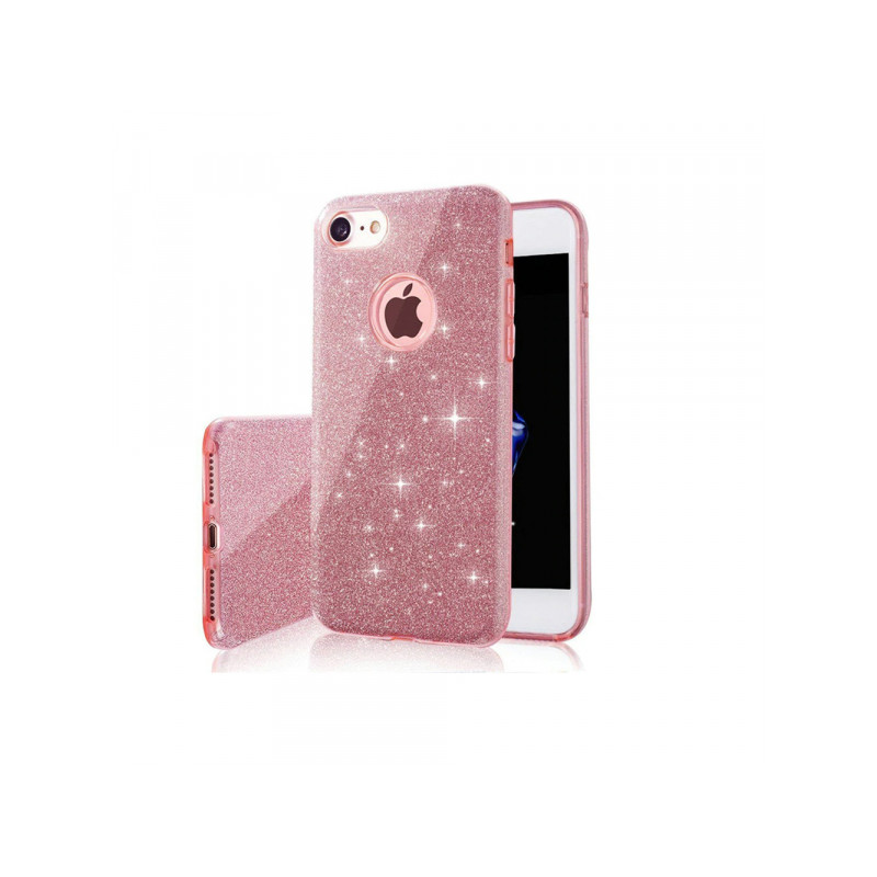 Viedtālruņa aizmugurējais vāciņš Apple Iphone 16 Glitter 3 in 1 Pink