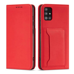 Viedtālruņa atveramais maciņš Samsung Galaxy A12 Magnet Card Case Red