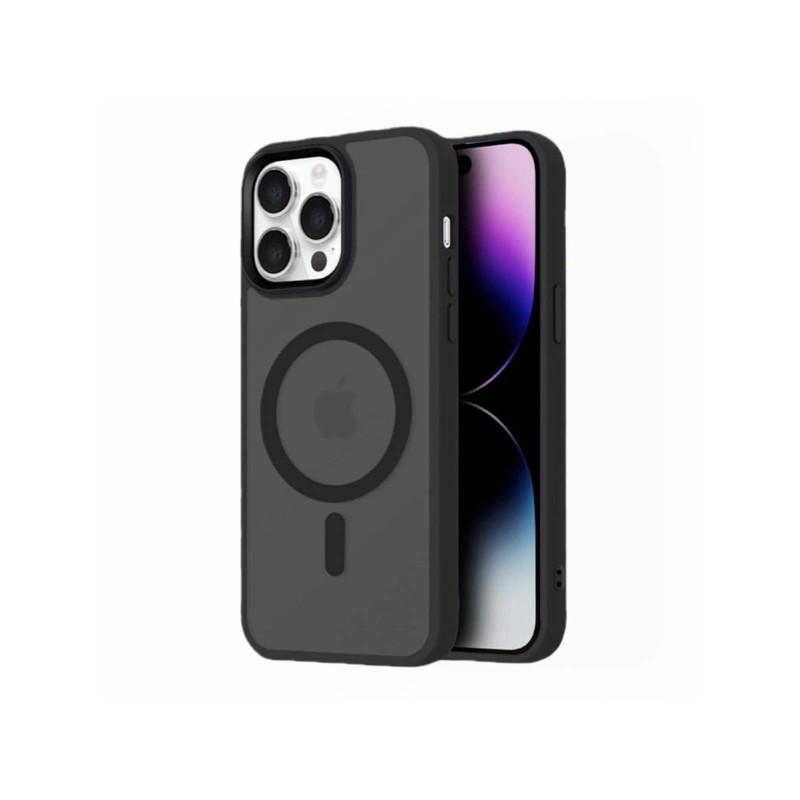 Viedtālruņa aizmugurējais vāciņš Apple Iphone 16 Fashion Case MagSafe Black, Transparent