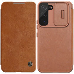 Viedtālruņa atveramais maciņš Samsung Galaxy S22 Qin Leather Pro Brown