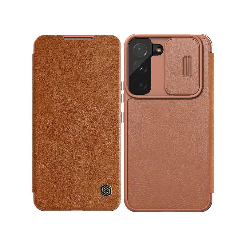 Nutitelefoni klapiümbris Samsung Galaxy S22 Qin Nahk Pro Pruun