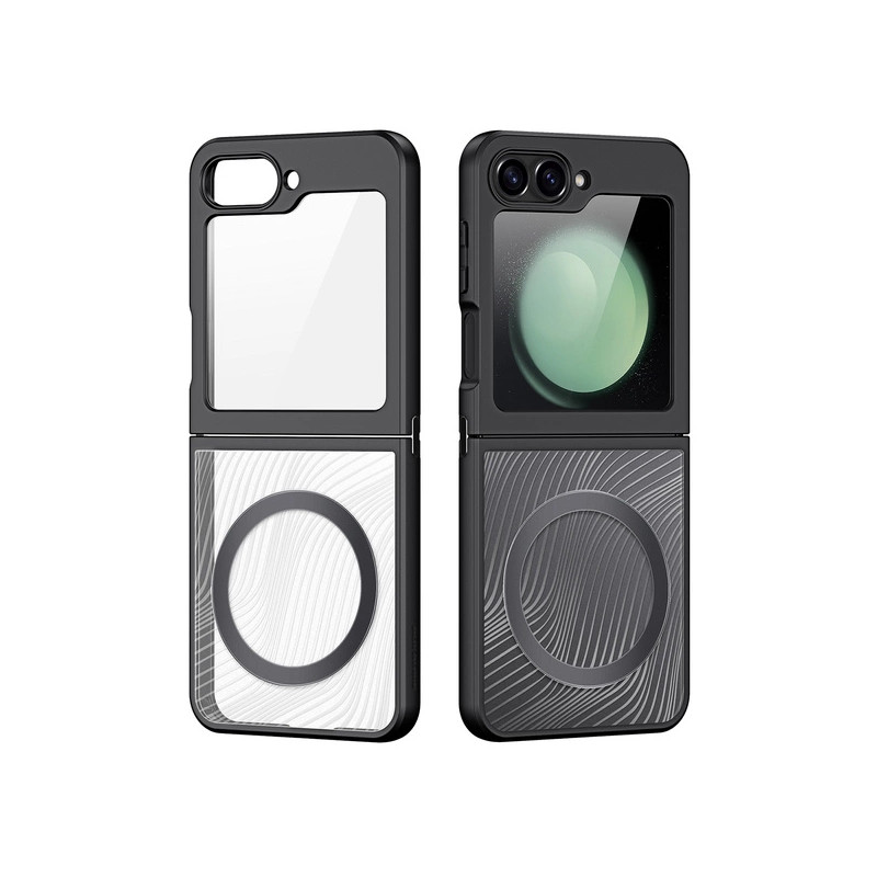 Viedtālruņa aizmugurējais vāciņš Samsung Galaxy Z Flip 6 Aimo Mag Melna, Caurspīdīga