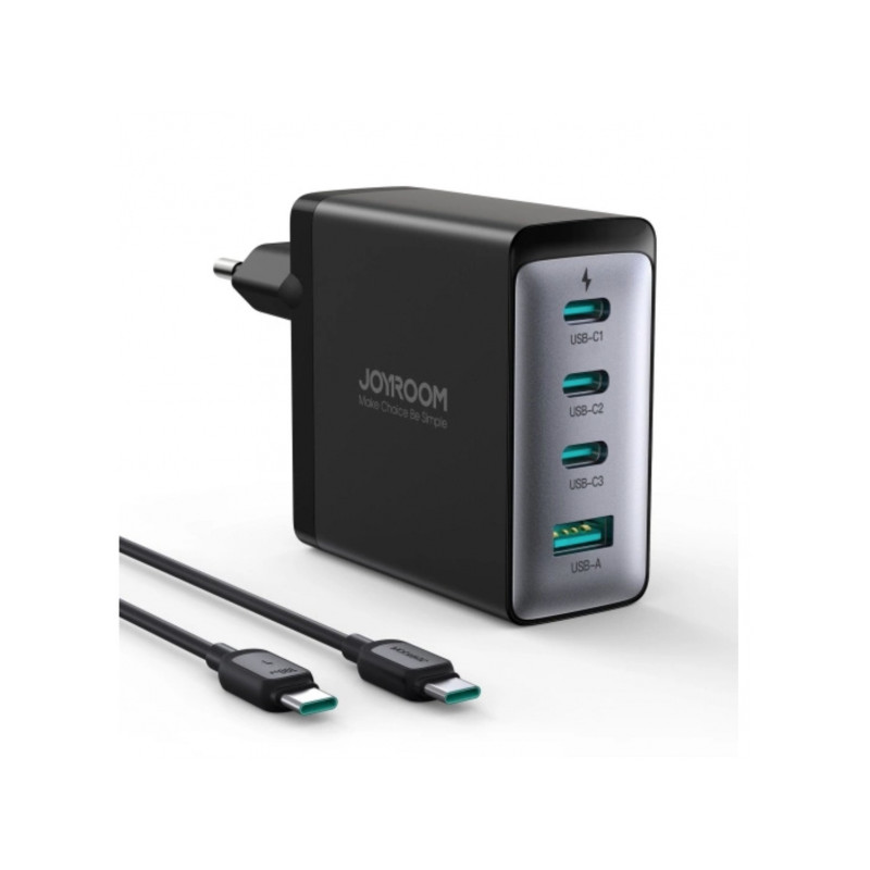 Laadimiskomplekt 100W GaN 3x + USB-C kaabel 100W JRTCG04EU Must