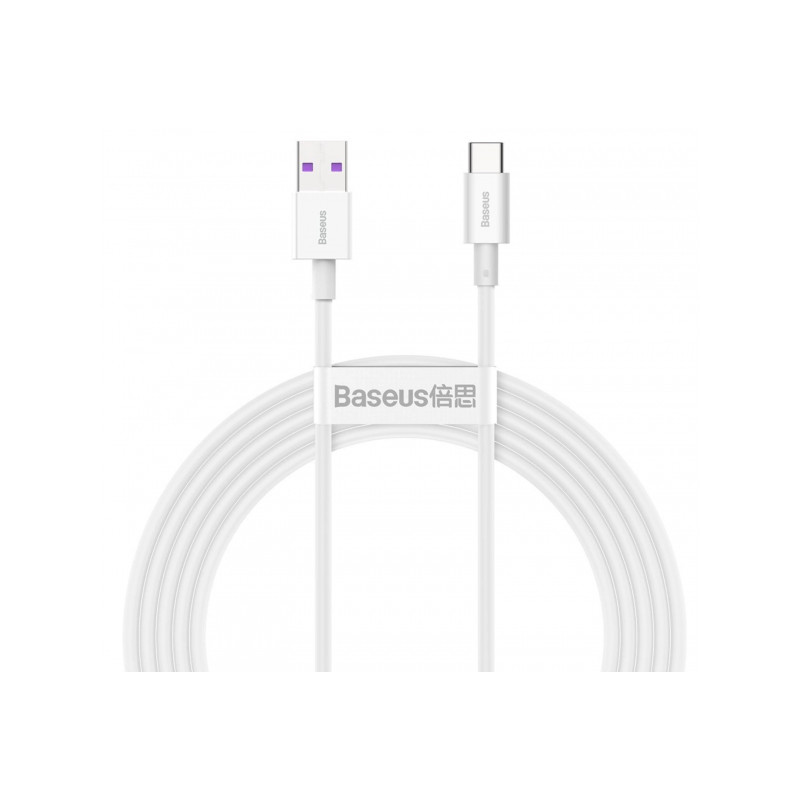 Kabelis Cable USB - USB TypeC 66W 6A 2m Balta