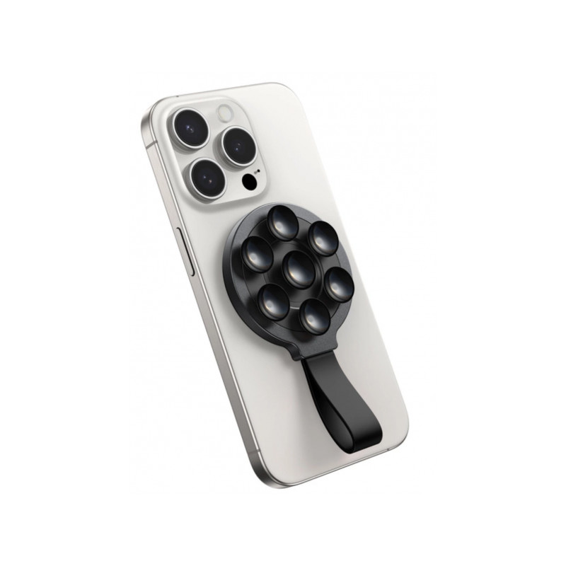 Pašportretu kāts/statīvs Magnetic phone holder with suction cups Melna