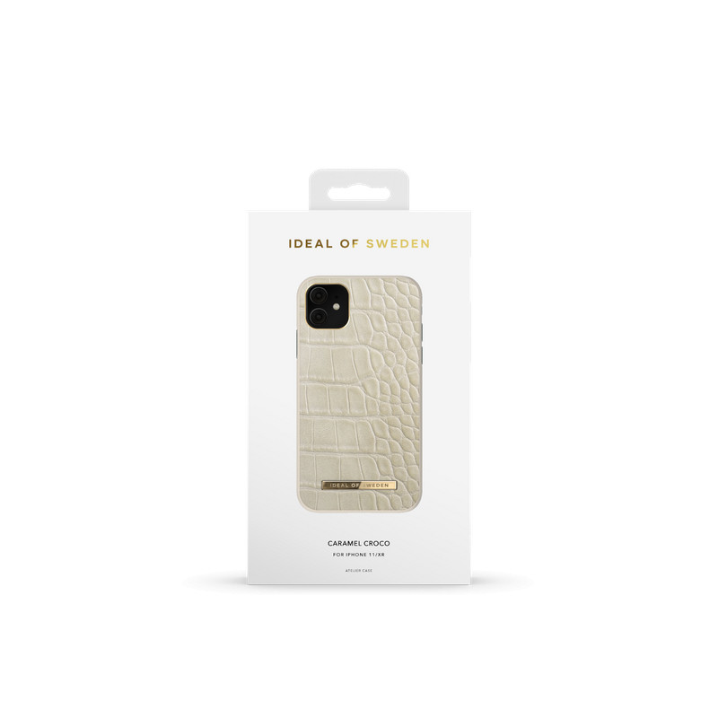 Viedtālruņa aizmugurējais vāciņš Apple iPhone XR Caramel Croco Krēmkrāsas