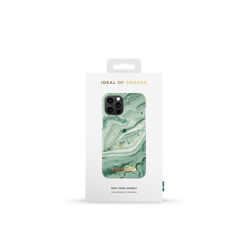 Viedtālruņa aizmugurējais vāciņš Apple iPhone 12 Pro Max Mint Swirl Marble Mint, With Design
