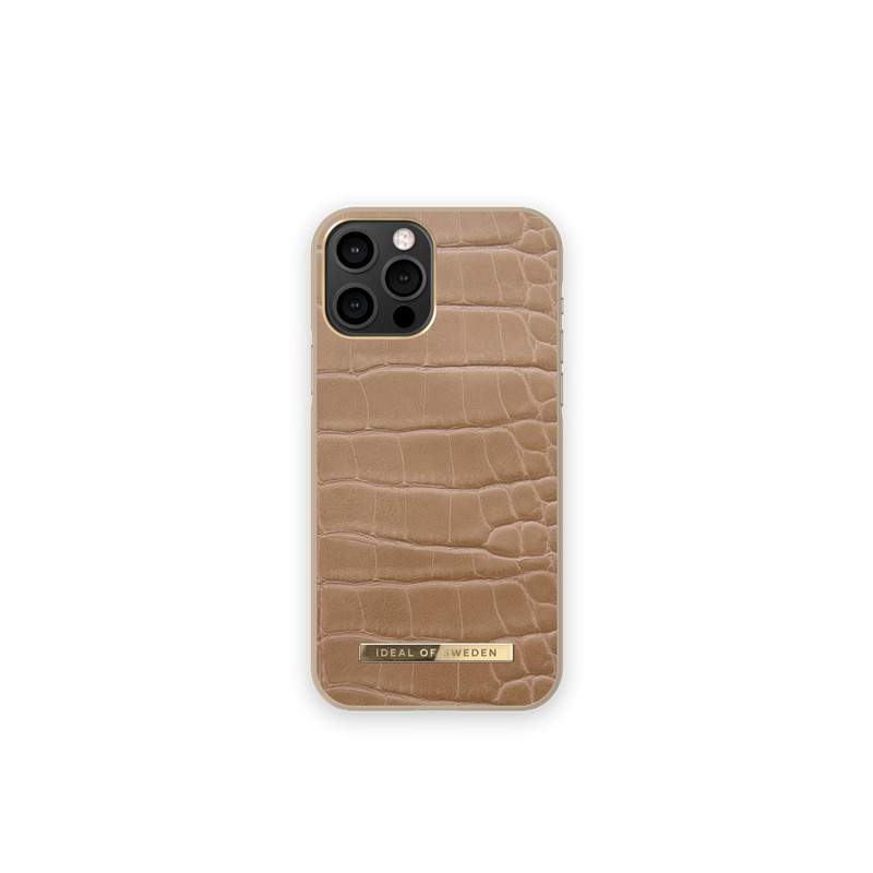 Viedtālruņa aizmugurējais vāciņš Apple iPhone 12 Pro Camel Croco Light Brown