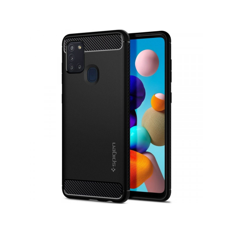 Viedtālruņa aizmugurējais vāciņš Samsung Galaxy A21S Rugged Armor Melna