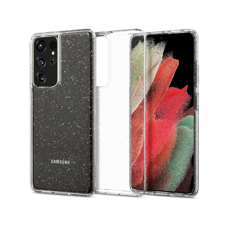 Nutitelefoni tagakaas Samsung Galaxy S21 Ultra Vedelkristallgliiter Läbipaistev, Disaini järgi