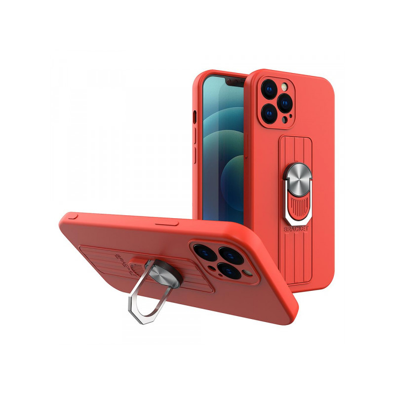 Viedtālruņa aizmugurējais vāciņš Apple iPhone 7 / 8 / SE 20 / SE 22 Silicone Ring Case Sarkana