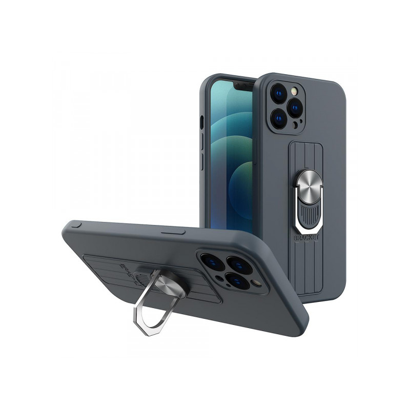 Viedtālruņa aizmugurējais vāciņš Apple iPhone 7 / 8 / SE 20 / SE 22 Silicone Ring Case Tumši zila