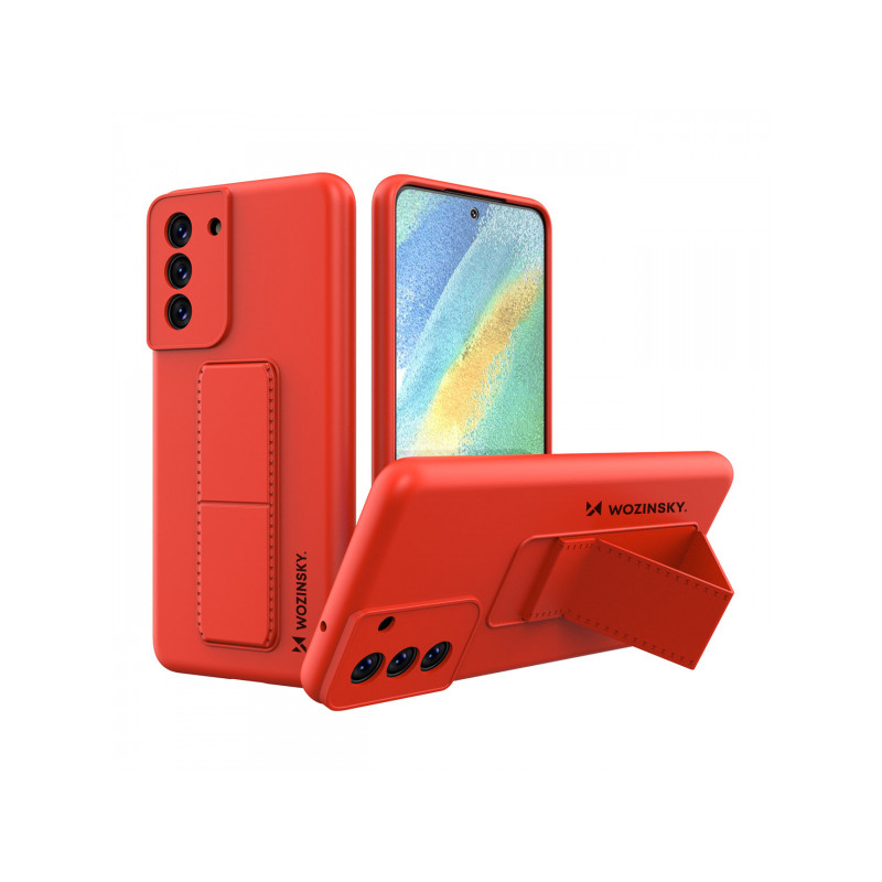 Viedtālruņa aizmugurējais vāciņš Samsung Galaxy S22 Kickstand Case Sarkana