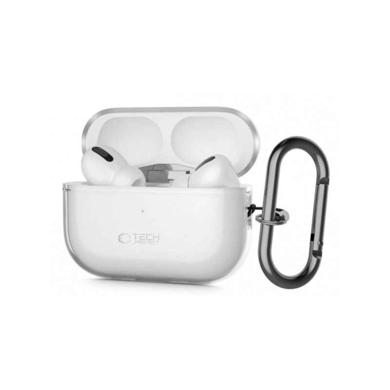 Bezvadu austiņu apvalks Apple Silicone Case with Hook Caurspīdīga