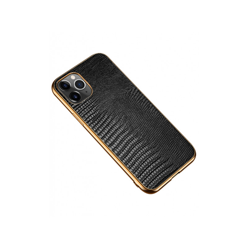 Viedtālruņa aizmugurējais vāciņš Apple iPhone 12/12 Pro Snake Leather Melna