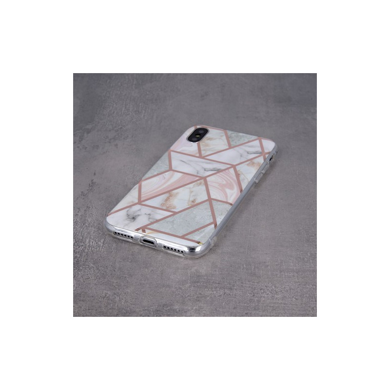 Viedtālruņa aizmugurējais vāciņš Xiaomi Redmi 9A / 9AT / 9i Geometric Marmur Rozā, Ar Dizainu