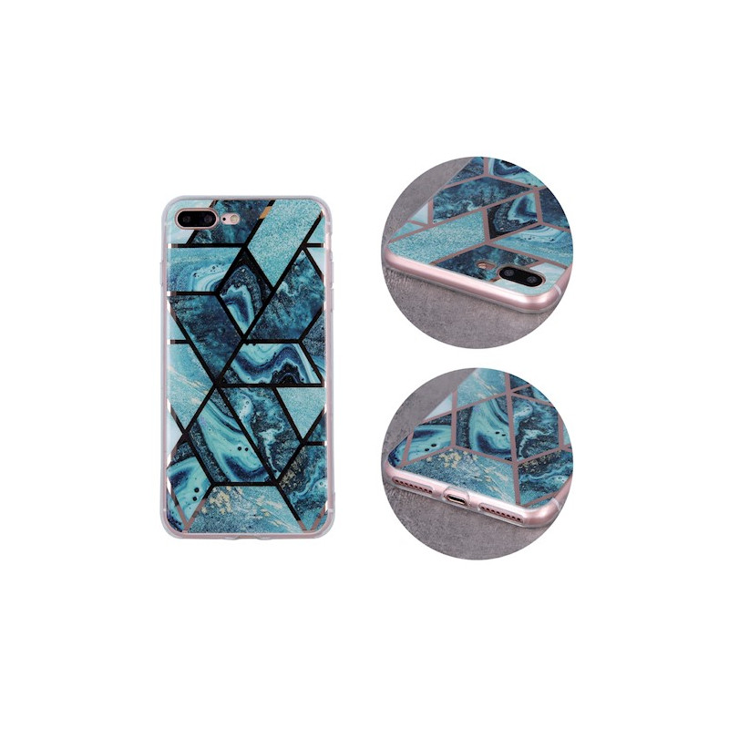 Viedtālruņa aizmugurējais vāciņš Apple iPhone XR Geometric Marmur Tumši zila, Ar Dizainu