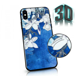 Viedtālruņa aizmugurējais vāciņš Huawei P40 Lite Flowers 3D Blue, With Design